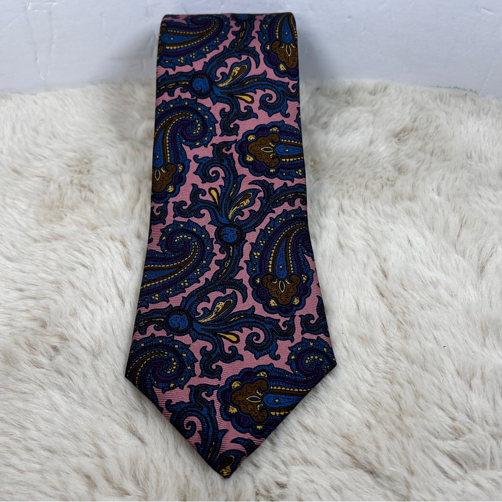 Gucci Pink And Blue Paisley Silk Tie